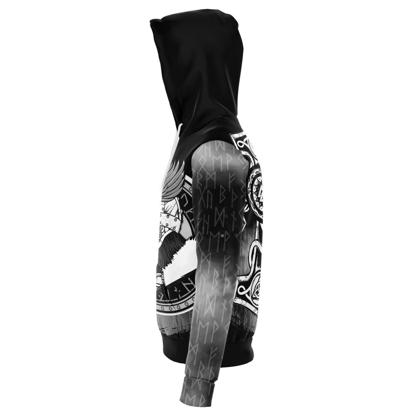 Viking Warrior Grey Hoodie with Mjolnir on the Back