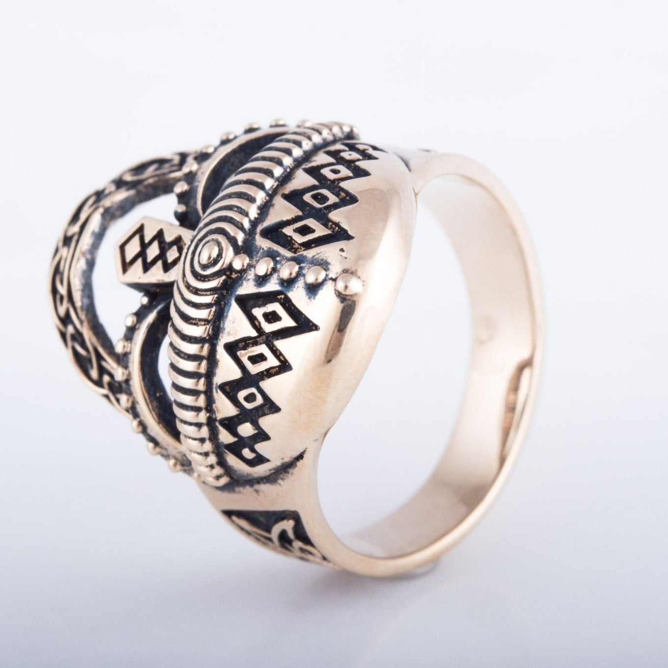 Viking Warrior Helmet Bronze Ring - Viking Handmade Jewelry