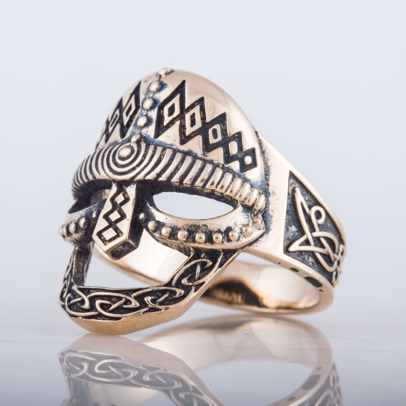 Viking Warrior Helmet Bronze Ring - Viking Handmade Jewelry