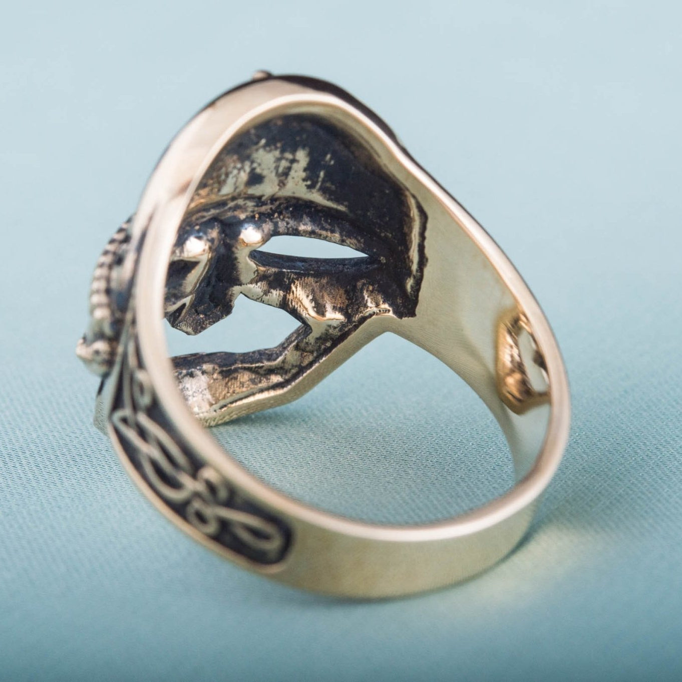 Viking Warrior Helmet Bronze Ring - Viking Handmade Jewelry