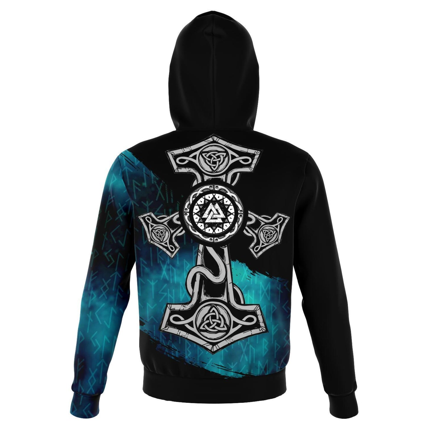 Viking Warrior Hoodie with Mjolnir on the Back