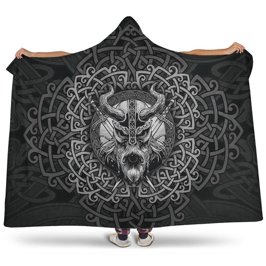 Viking Warrior Ornament Hooded Blanket - VikingsBrand