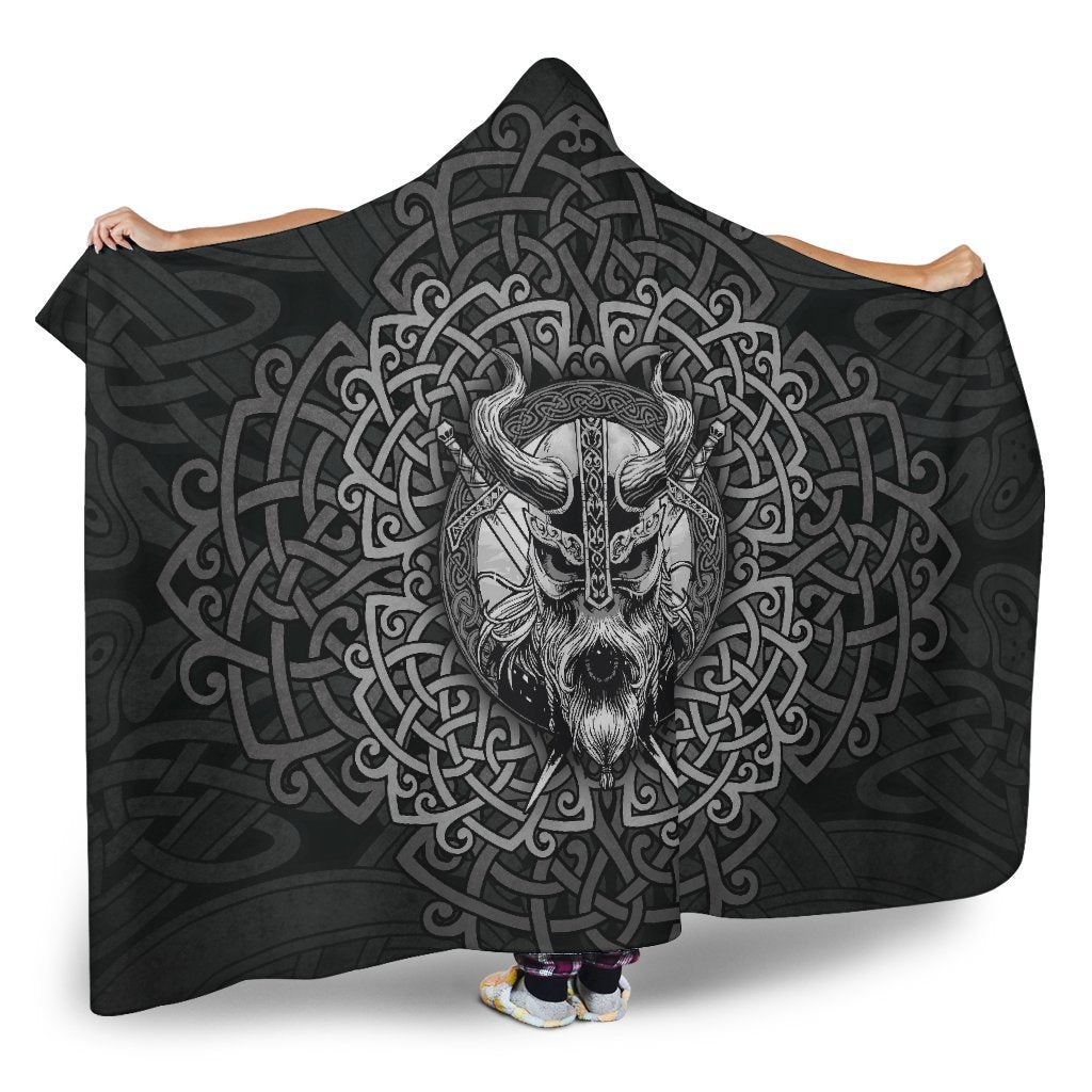 Viking Warrior Ornament Hooded Blanket - VikingsBrand