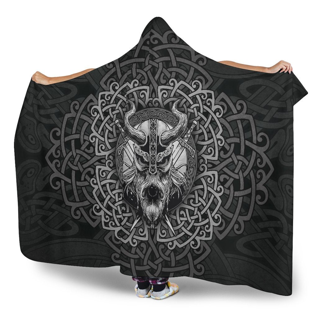 Viking Warrior Ornament Hooded Blanket - VikingsBrand