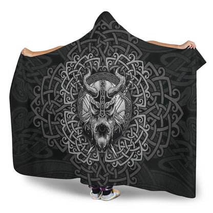 Viking Warrior Ornament Hooded Blanket - VikingsBrand