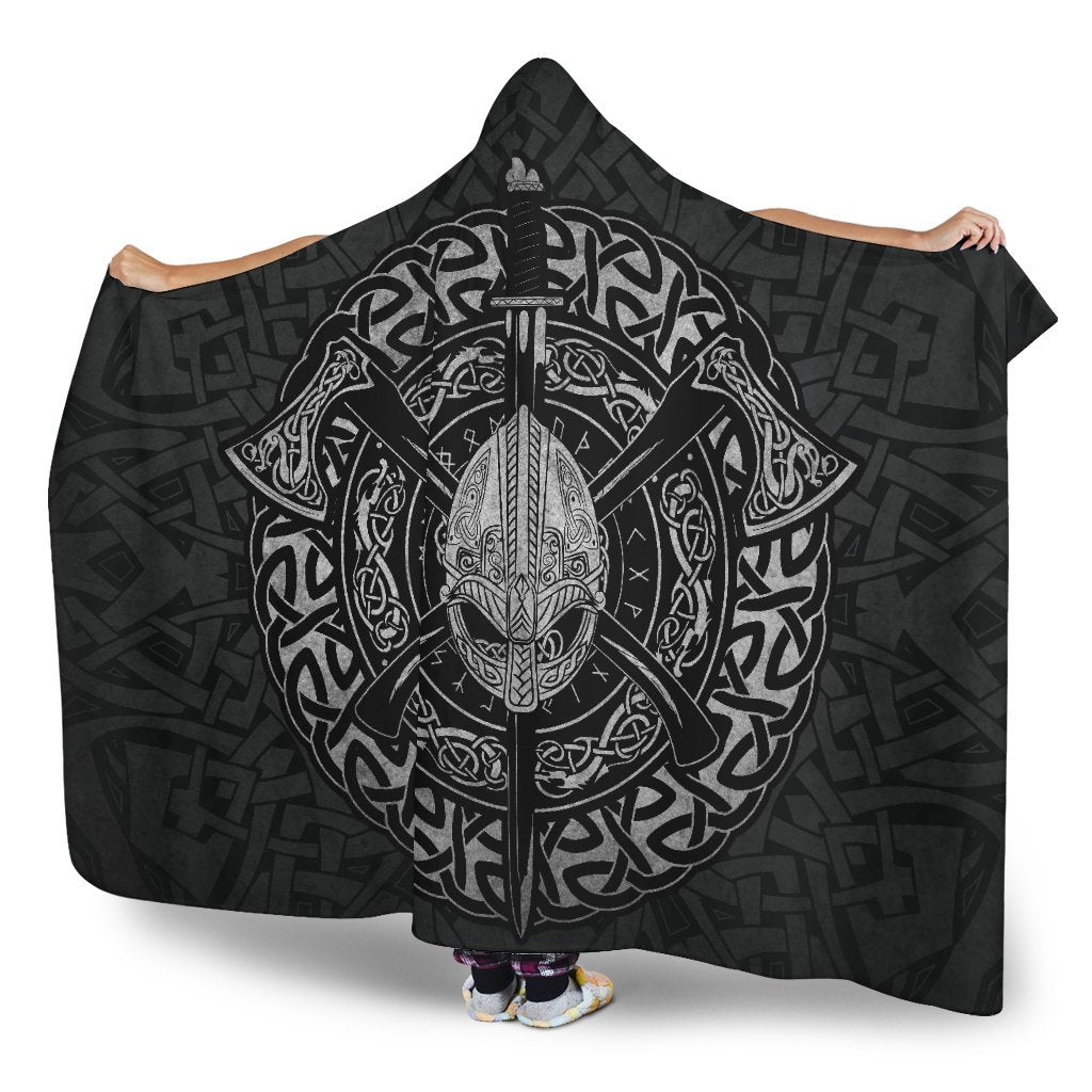 Viking Warrior with Axes Hooded Blanket - VikingsBrand