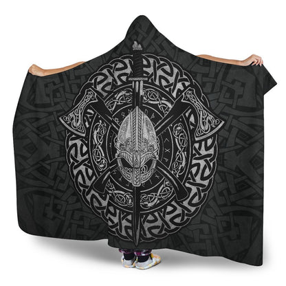 Viking Warrior with Axes Hooded Blanket - VikingsBrand