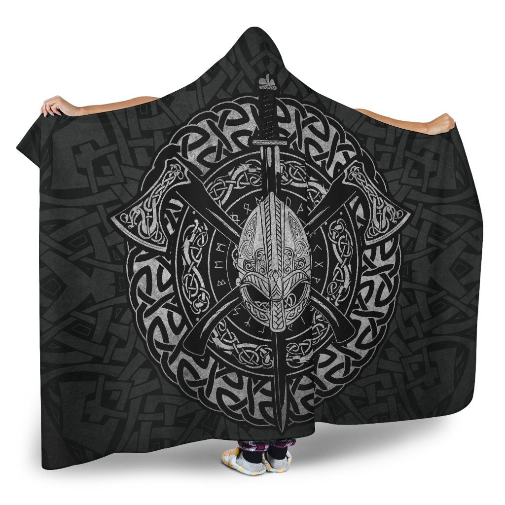Viking Warrior with Axes Hooded Blanket - VikingsBrand