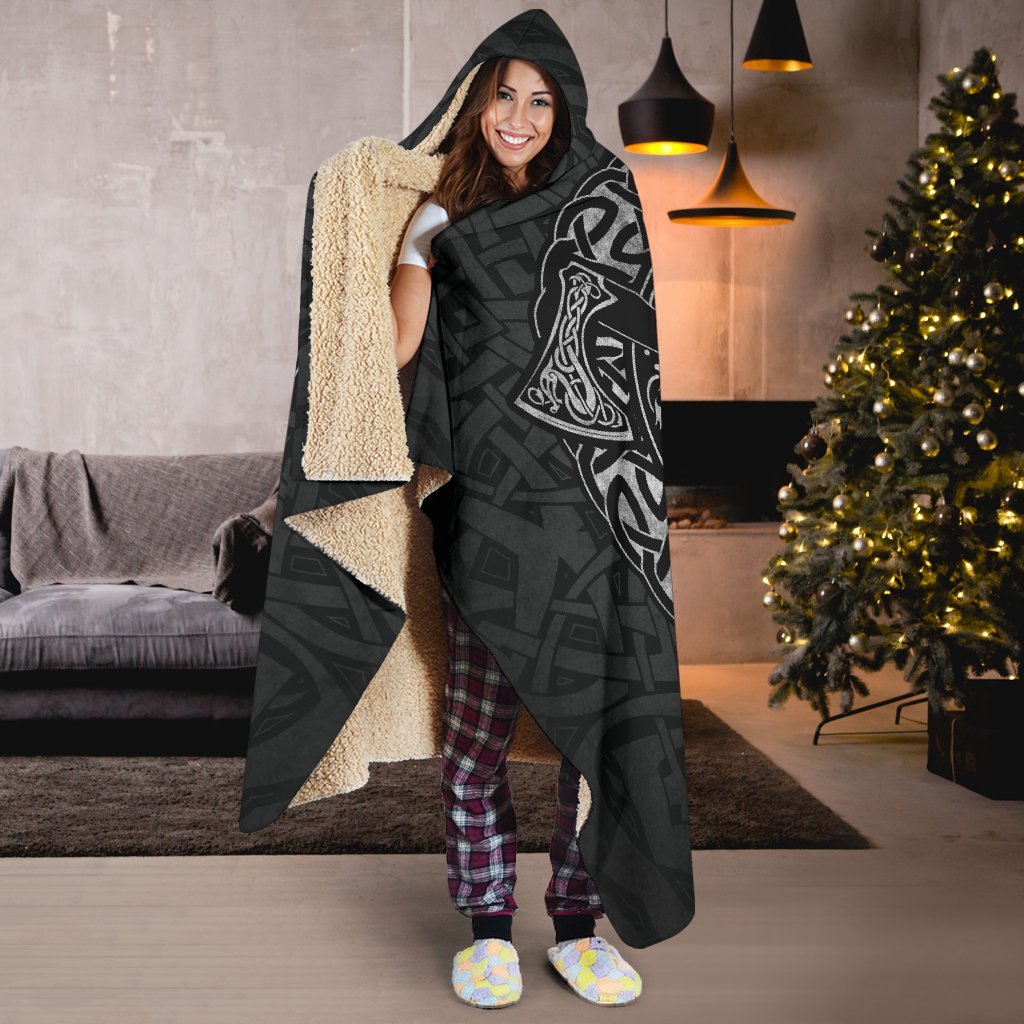 Viking Warrior with Axes Hooded Blanket - VikingsBrand