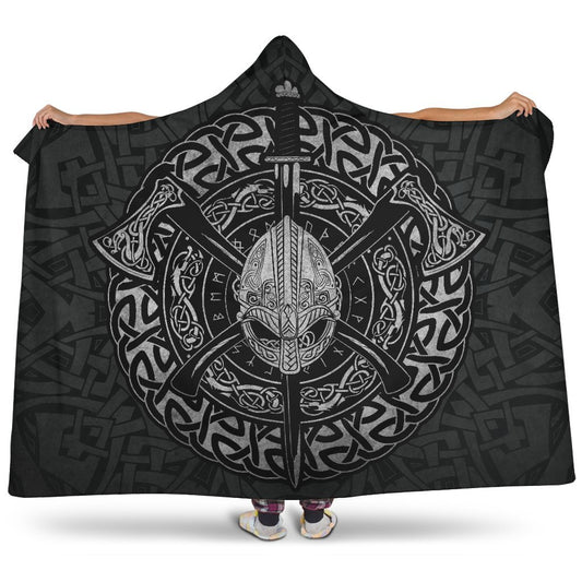 Viking Warrior with Axes Hooded Blanket - VikingsBrand