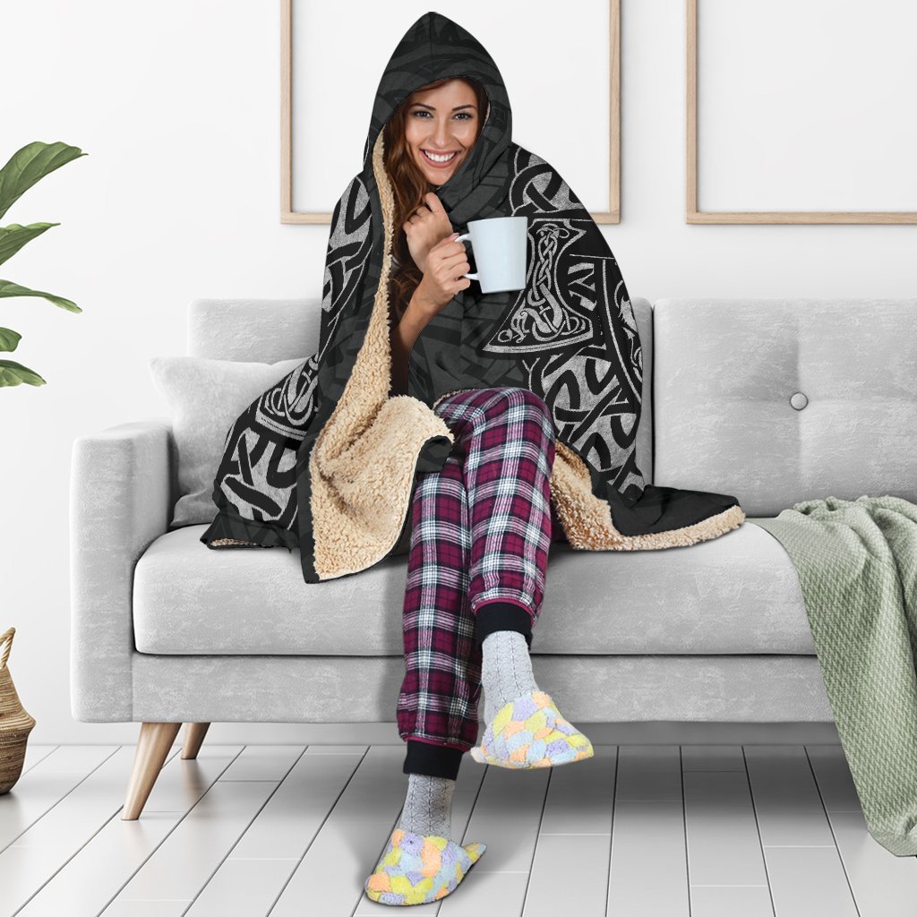 Viking Warrior with Axes Hooded Blanket - VikingsBrand