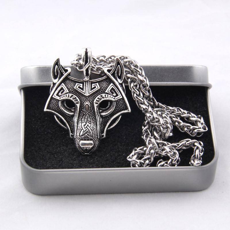 Viking Wolf Head Necklace Original - VikingsBrand