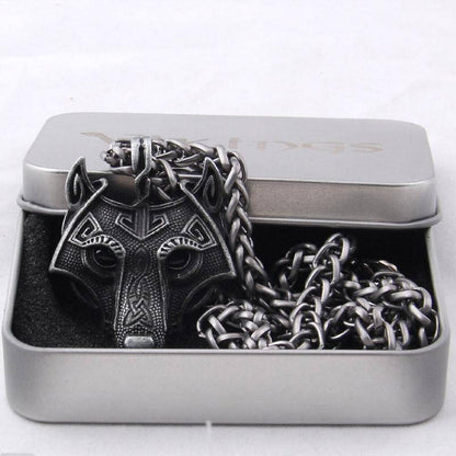 Viking Wolf Head Necklace Original - VikingsBrand