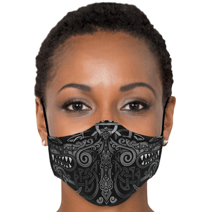 Viking Wolves Face Mask Cover B&W