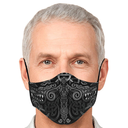 Viking Wolves Face Mask Cover B&W