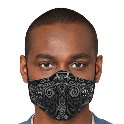 Viking Wolves Face Mask Cover B&W