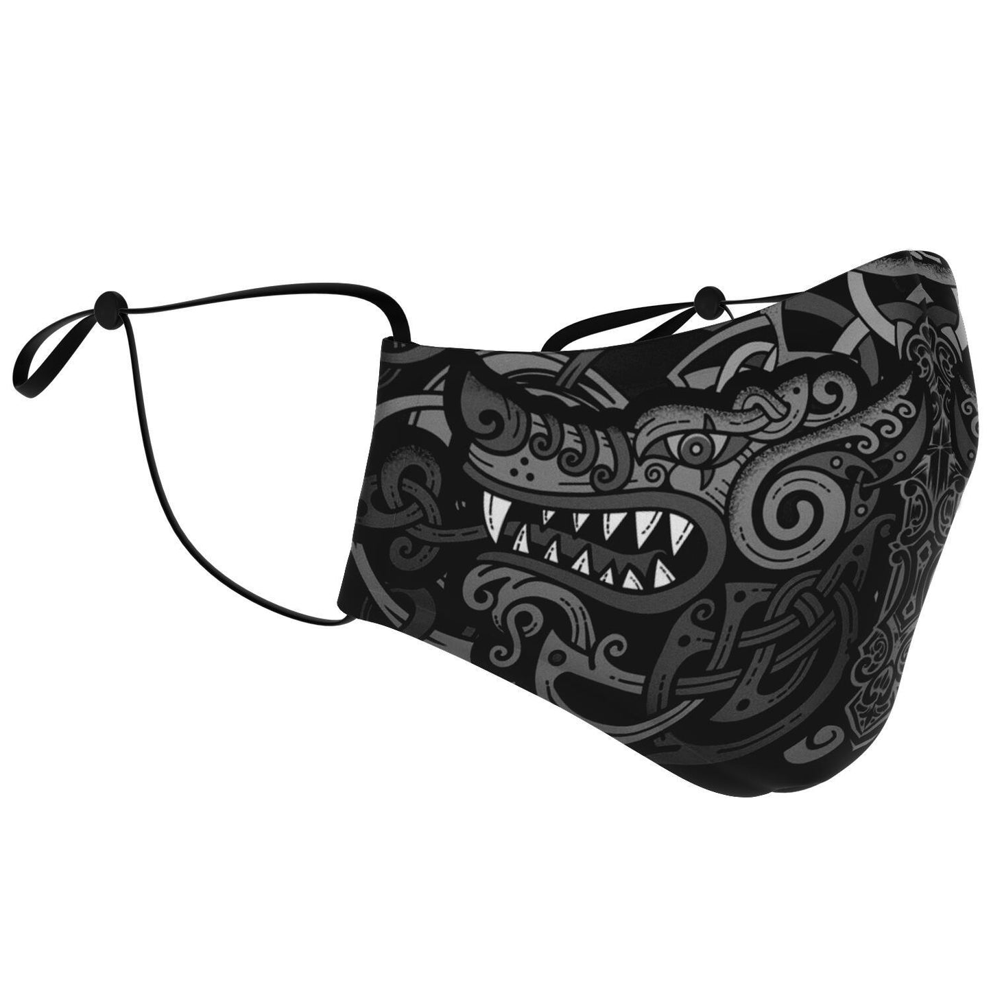 Viking Wolves Face Mask Cover B&W