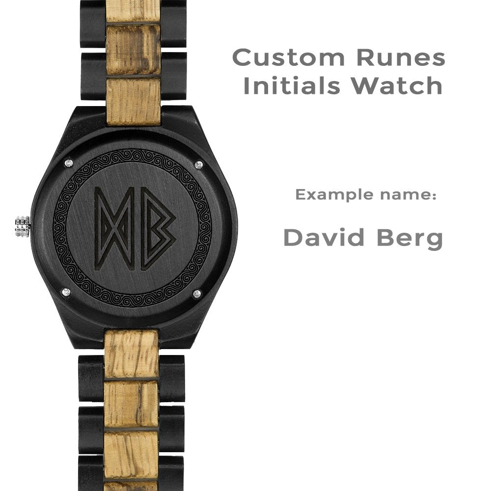 Viking Wooden Watch - Engrave Your Initials in Runic Symbols - VikingsBrand