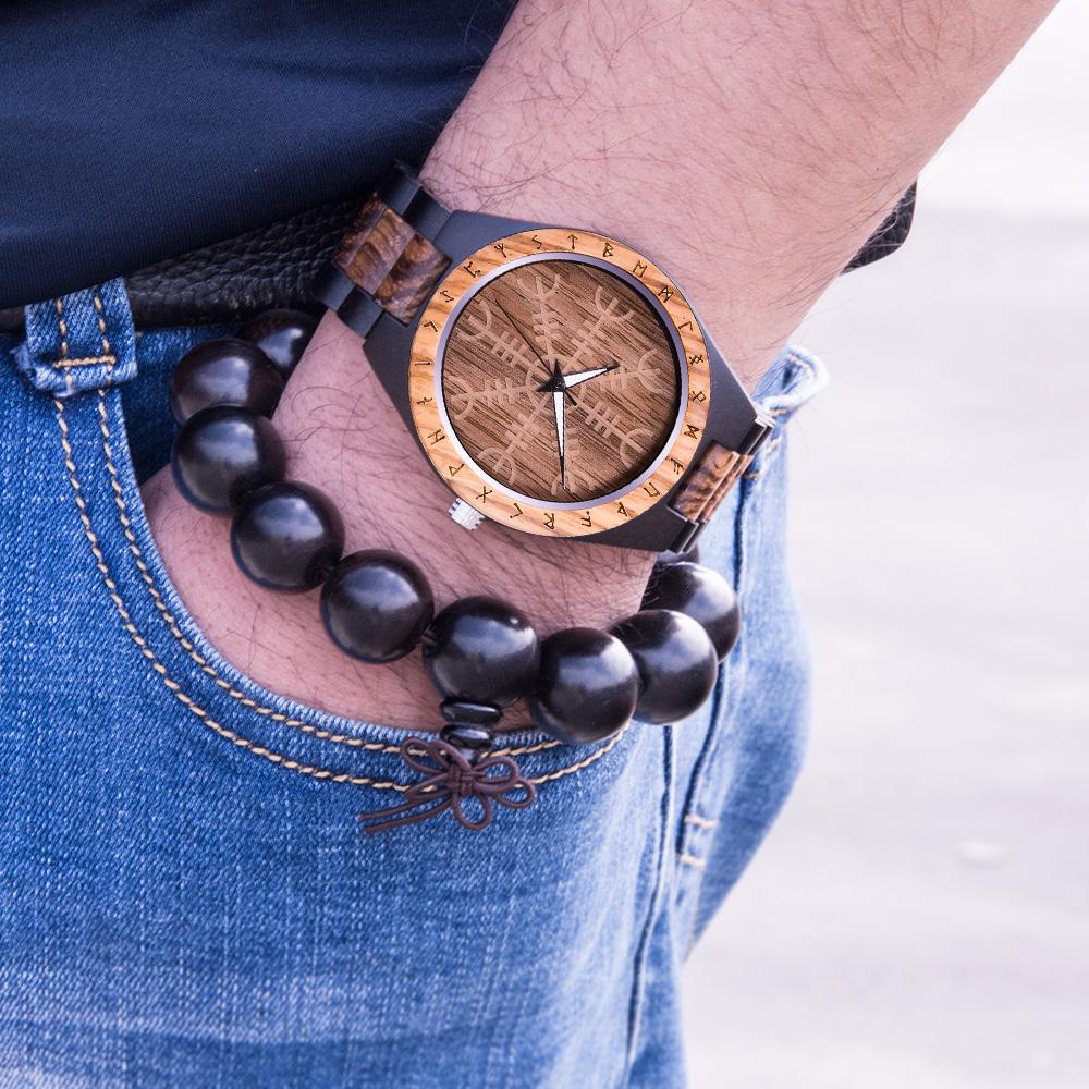 Viking Wooden Watch - Engrave Your Initials in Runic Symbols - VikingsBrand
