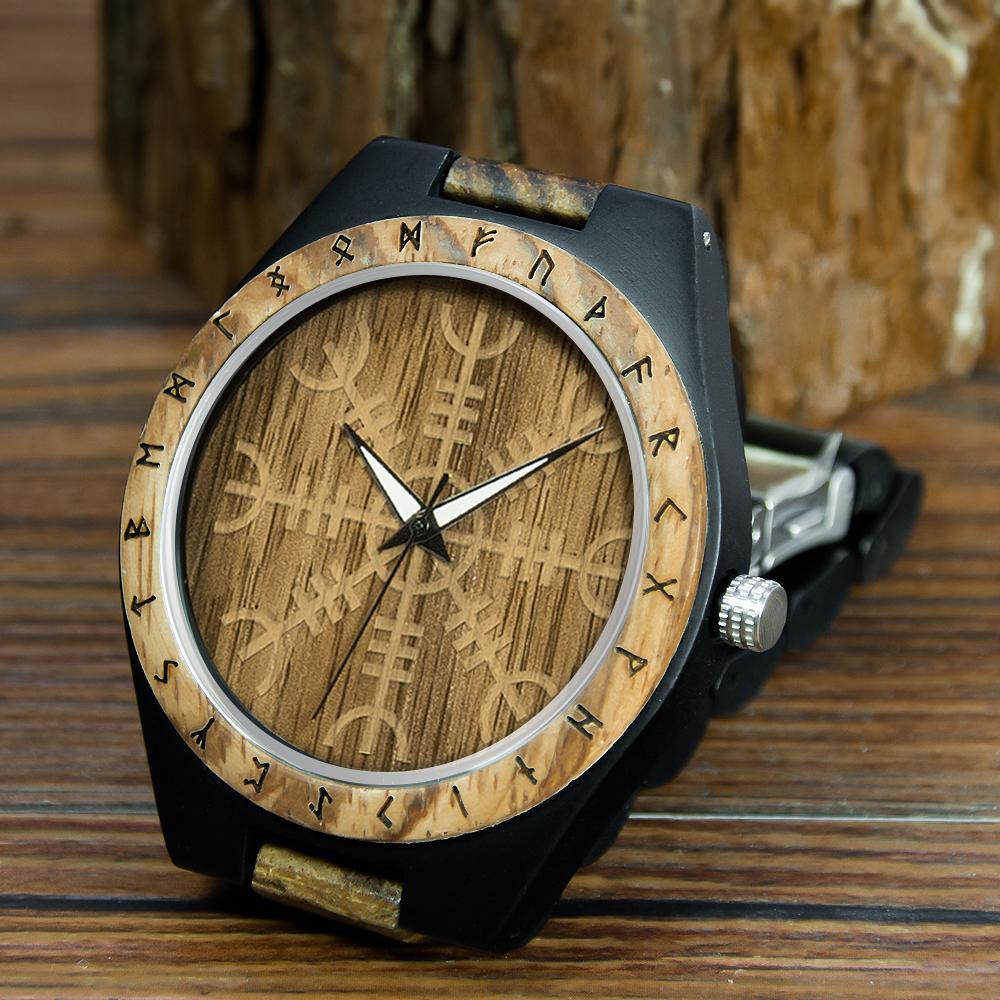 Viking Wooden Watch - Engrave Your Initials in Runic Symbols - VikingsBrand