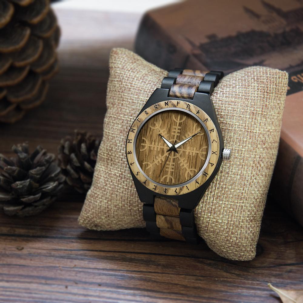 Viking Wooden Watch - Engrave Your Initials in Runic Symbols - VikingsBrand