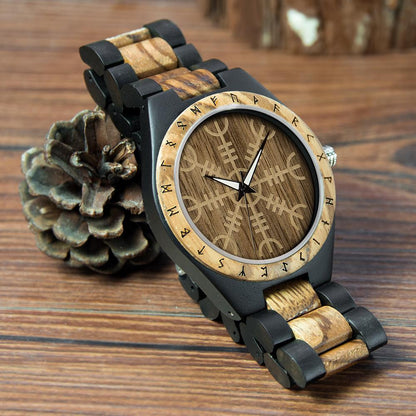 Viking Wooden Watch - Engrave Your Initials in Runic Symbols - VikingsBrand