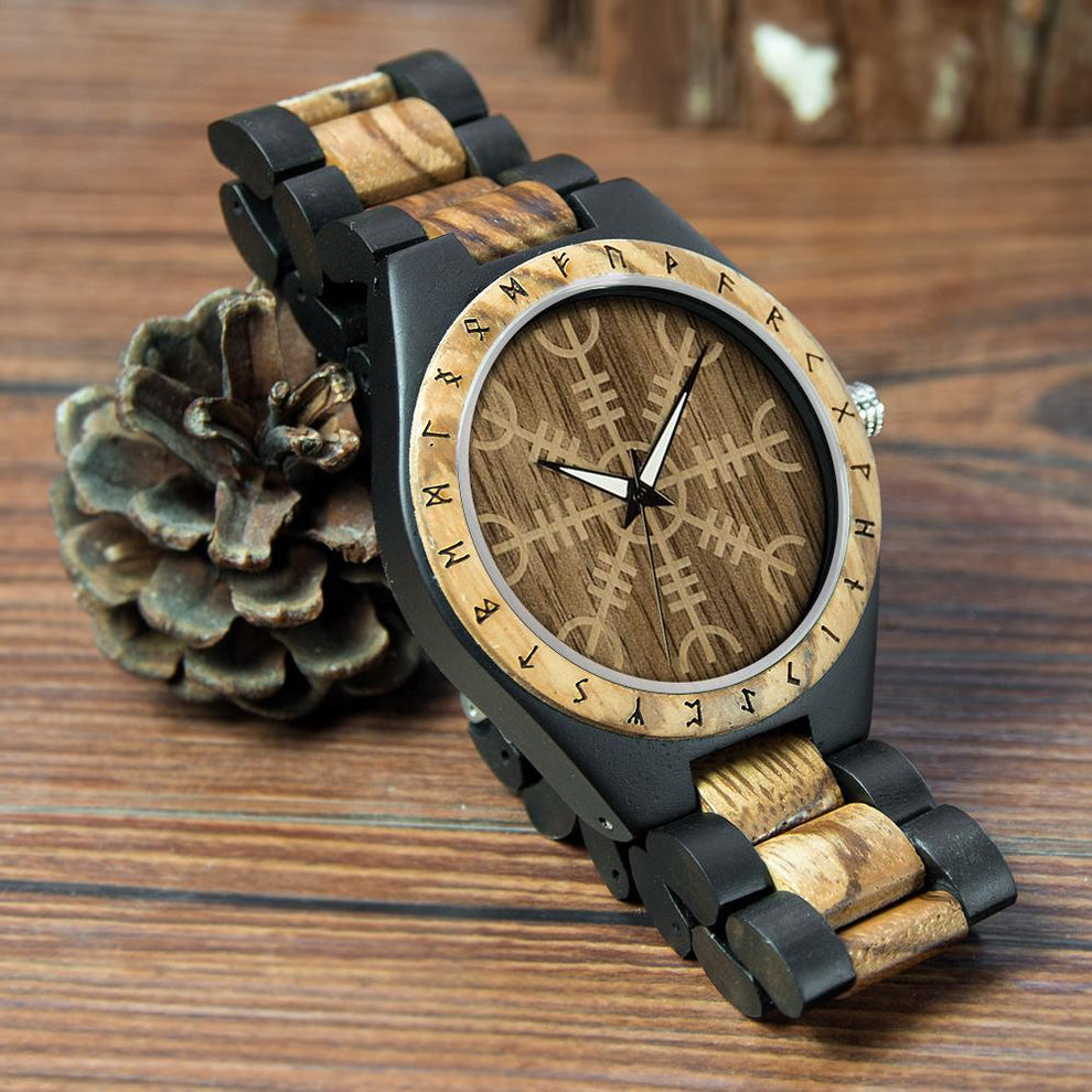 Runic Initials Viking Wooden Watch, Bamboo | VikingsBrand