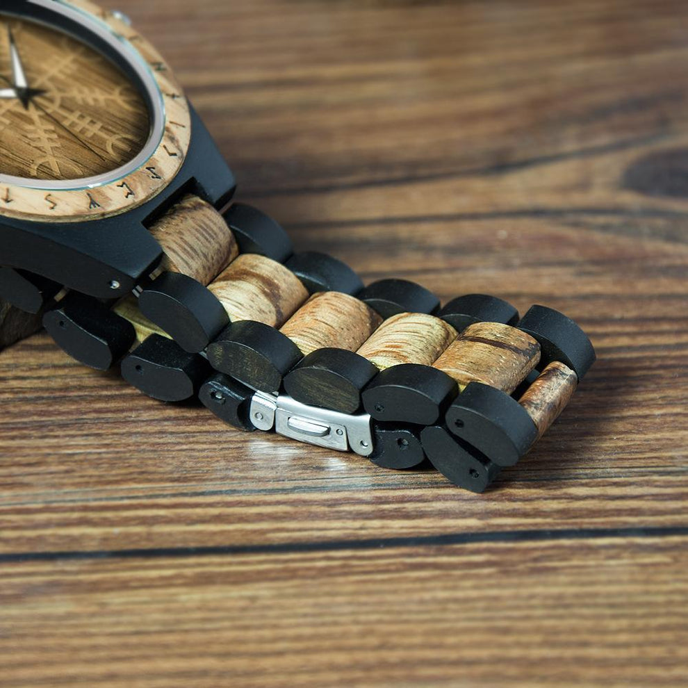 Runic Initials Viking Wooden Watch, Bamboo | VikingsBrand