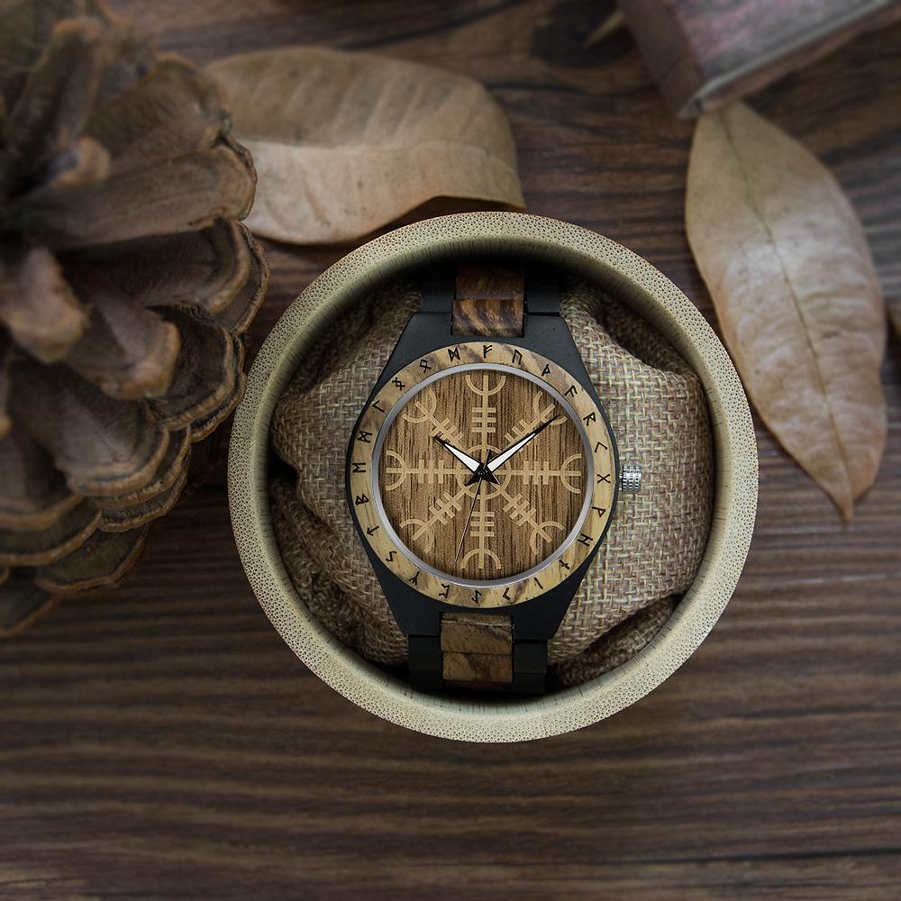 Viking Wooden Watch - Engrave Your Initials in Runic Symbols - VikingsBrand
