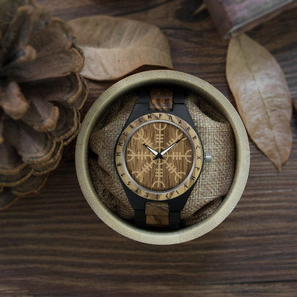 Viking Wooden Watch - Engrave Your Initials in Runic Symbols - VikingsBrand
