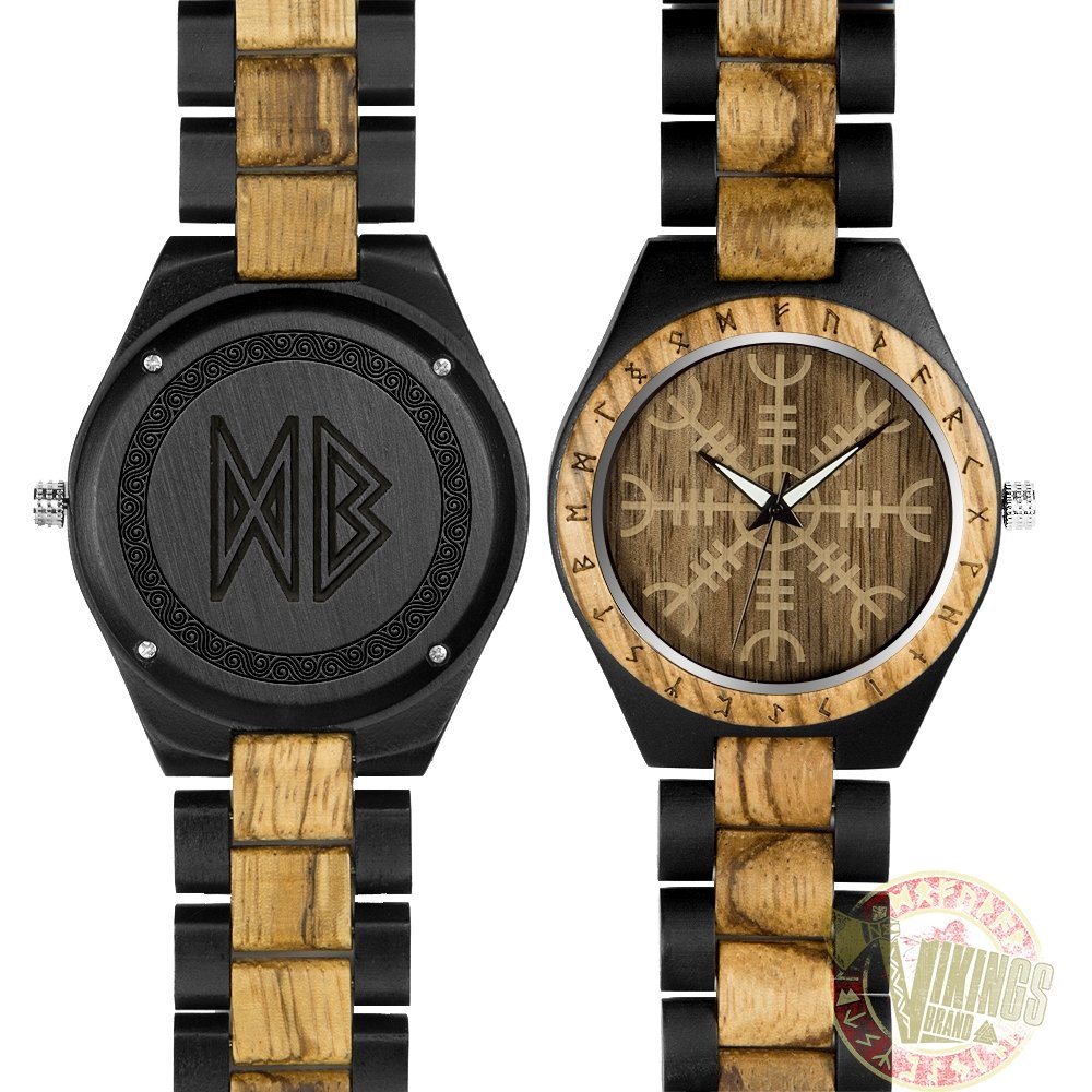 Viking Wooden Watch - Engrave Your Initials in Runic Symbols - VikingsBrand