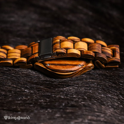 Viking Shieldmaiden Wooden Watch (for Women) with Helm of Awe Dial