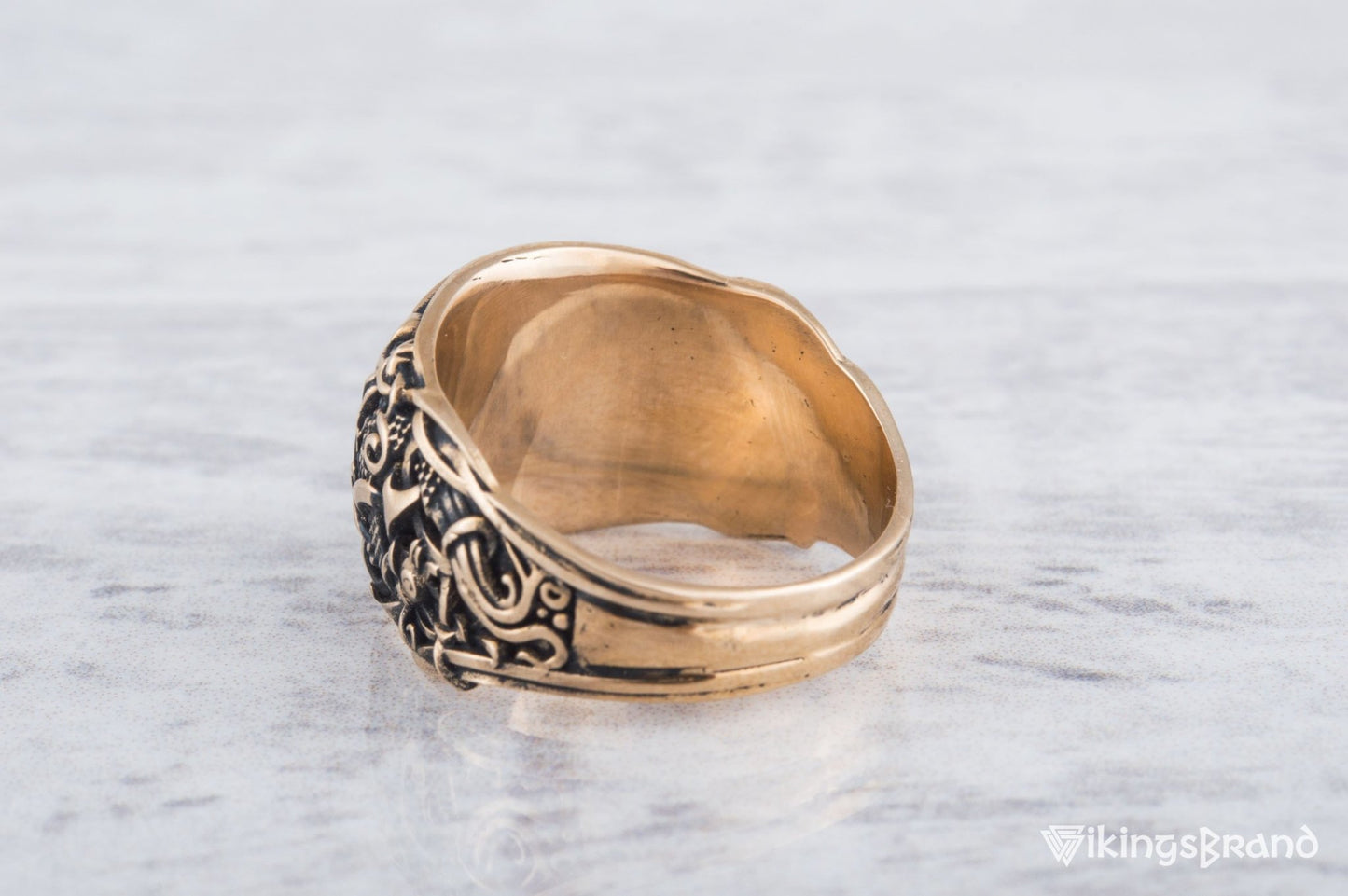 Vikings Black Sun Ring with Mammen Ornament Bronze Viking Jewelry