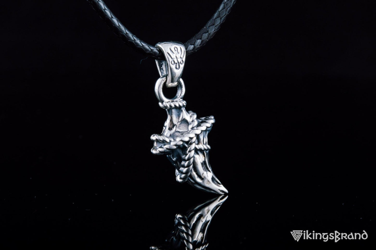 Vikings Canine Pendant with Rope Sterling Silver Jewelry