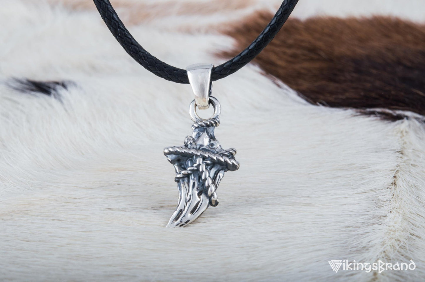 Vikings Canine Pendant with Rope Sterling Silver Jewelry