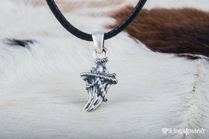 Vikings Canine Pendant with Rope Sterling Silver Jewelry