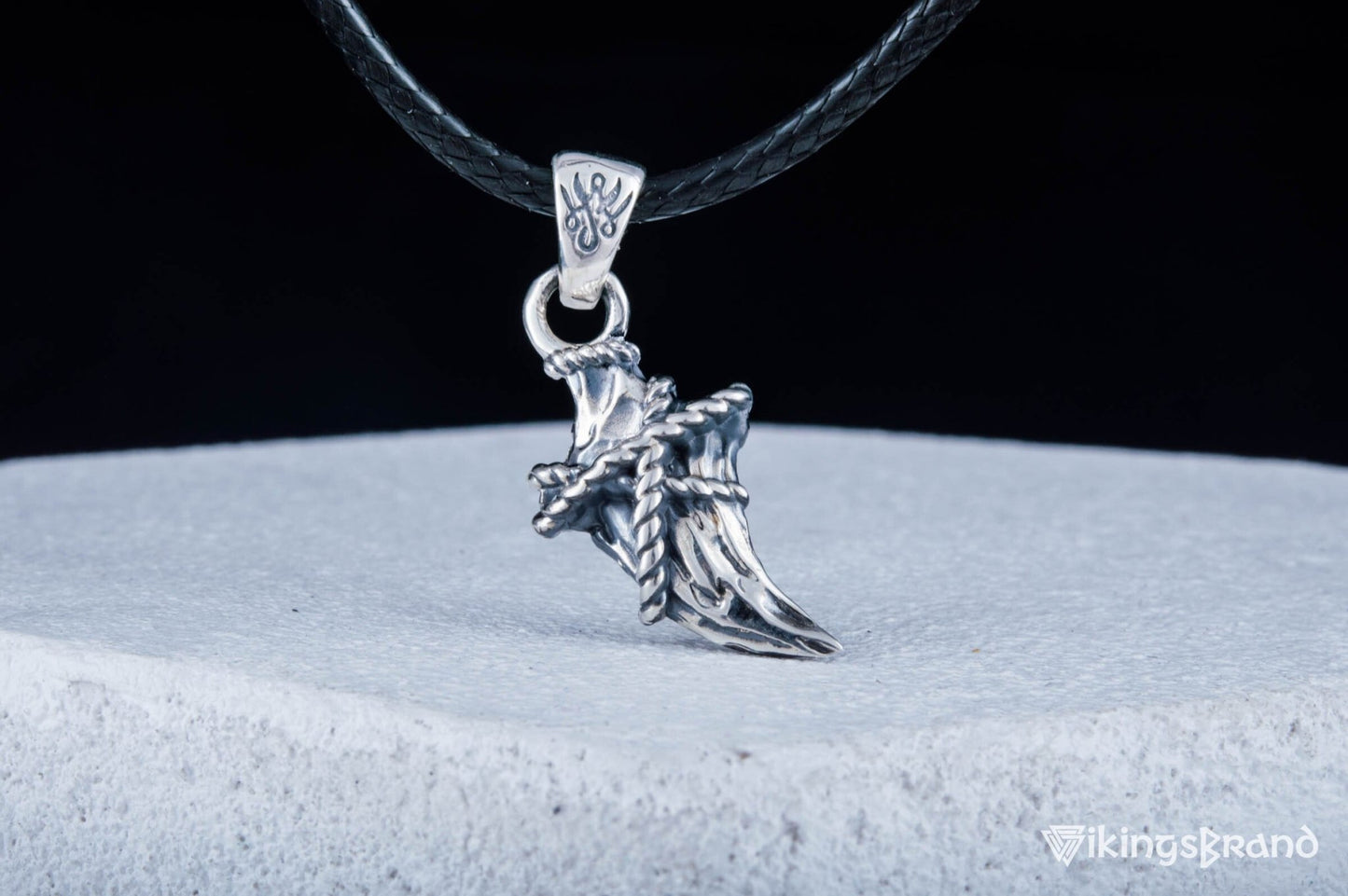 Vikings Canine Pendant with Rope Sterling Silver Jewelry