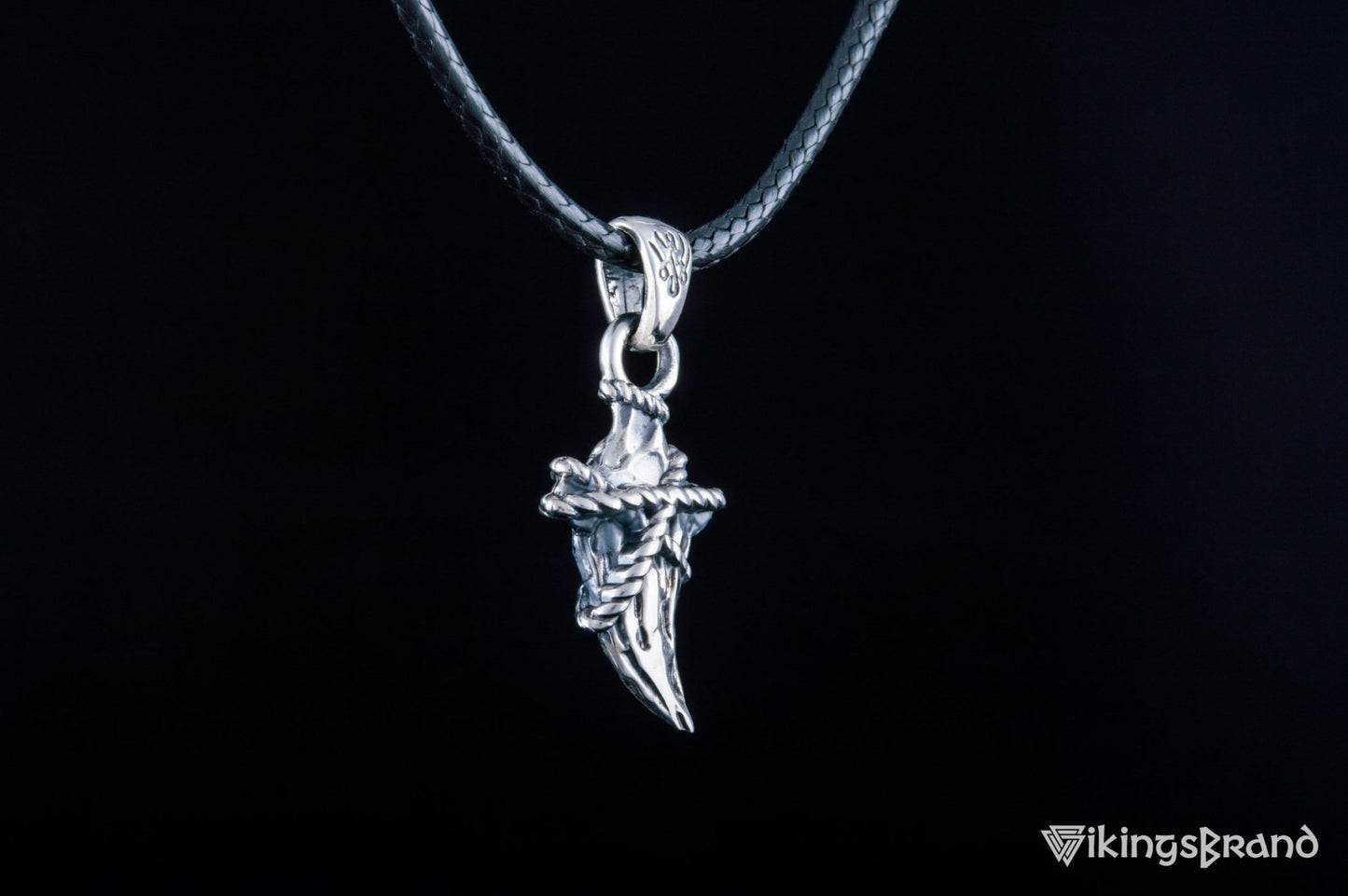 Vikings Canine Pendant with Rope Sterling Silver Jewelry