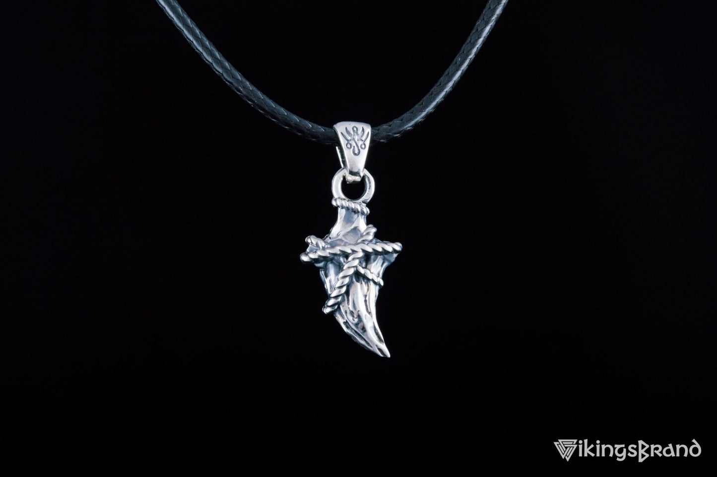 Vikings Canine Pendant with Rope Sterling Silver Jewelry