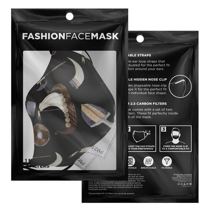 Vikings, Dragons and Ships Brown Face Mask Cover