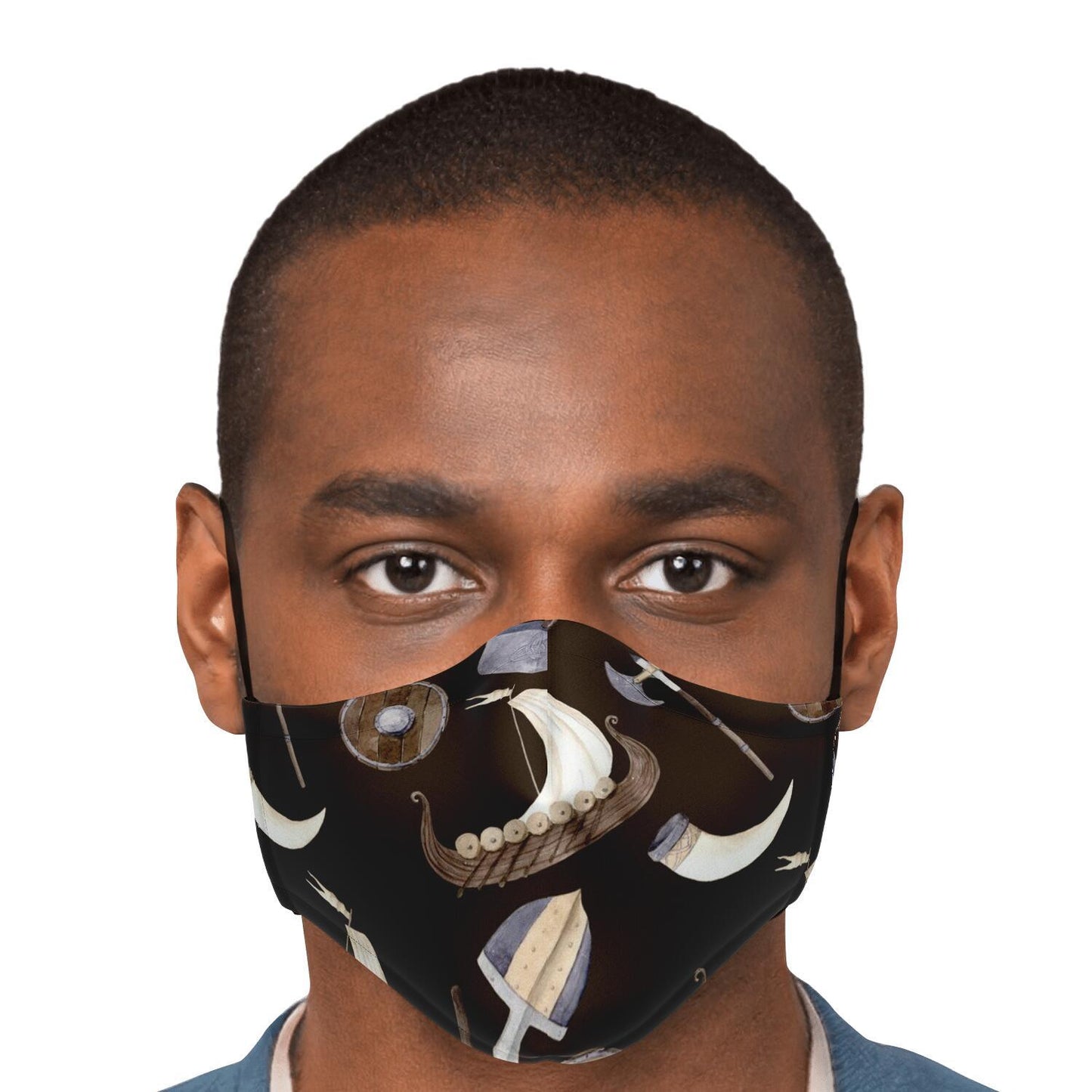 Vikings, Dragons and Ships Brown Face Mask Cover