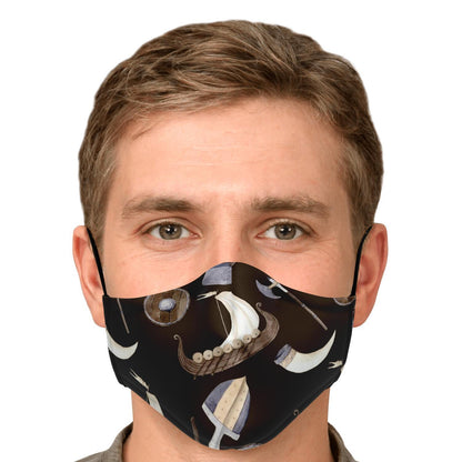 Vikings, Dragons and Ships Brown Face Mask Cover