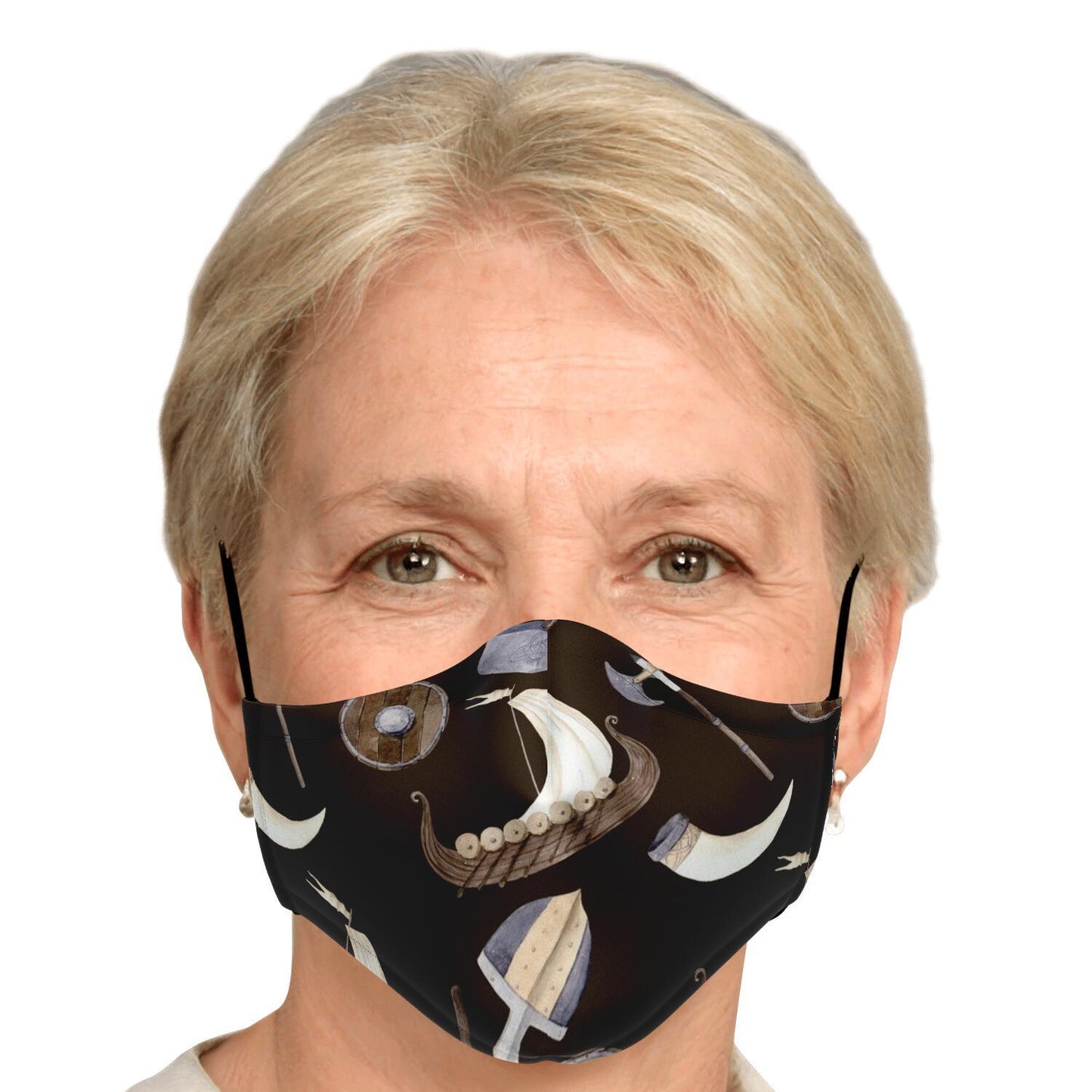 Vikings, Dragons and Ships Brown Face Mask Cover
