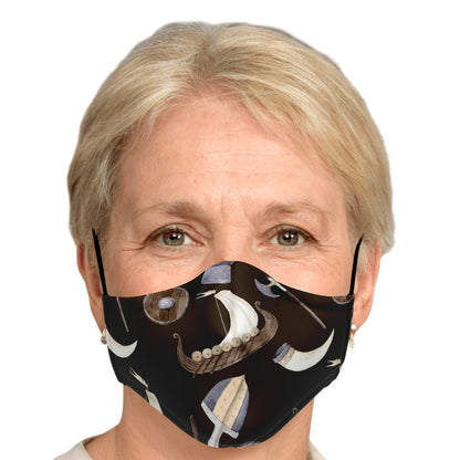 Vikings, Dragons and Ships Brown Face Mask Cover