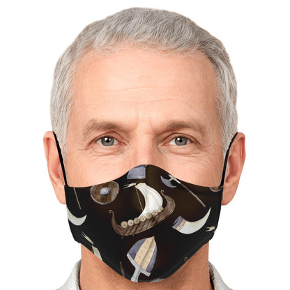 Vikings, Dragons and Ships Brown Face Mask Cover
