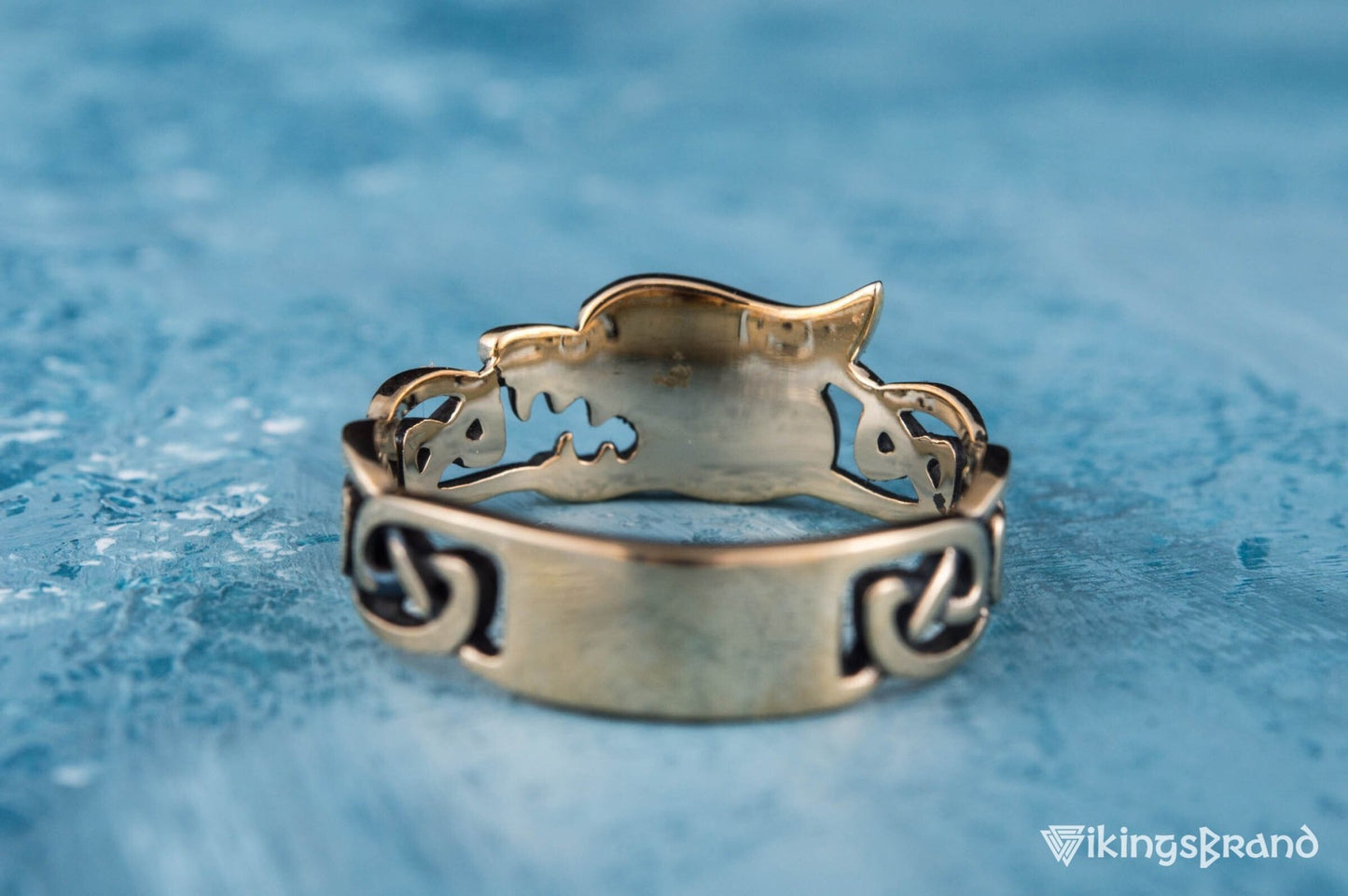 Vikings Fenrir Ring with Viking Ornament Bronze Norse Jewelry