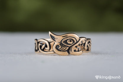 Vikings Fenrir Ring with Viking Ornament Bronze Norse Jewelry