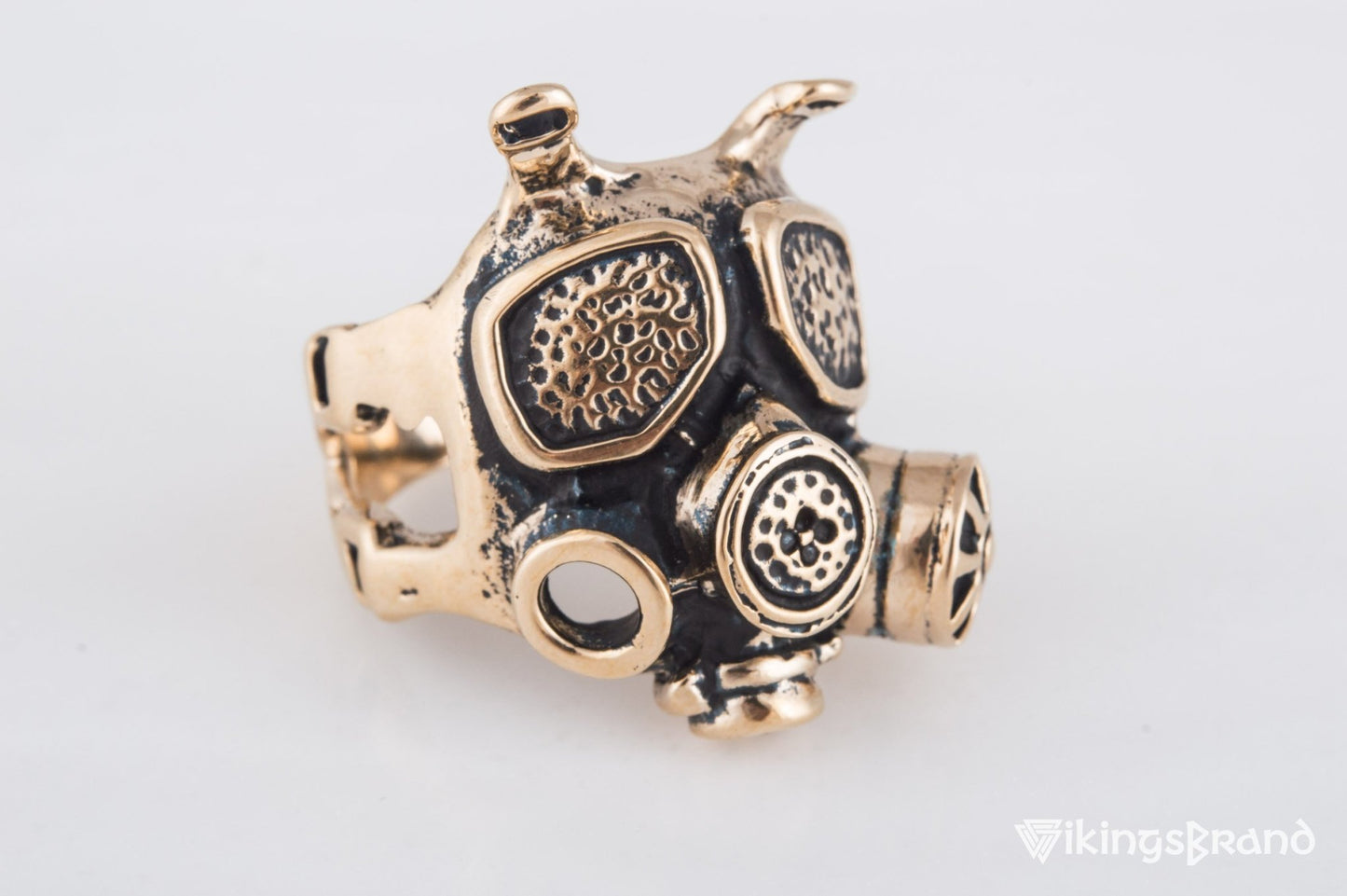 Vikings Gas Mask Ring Handmade Bronze Unique Jewelry