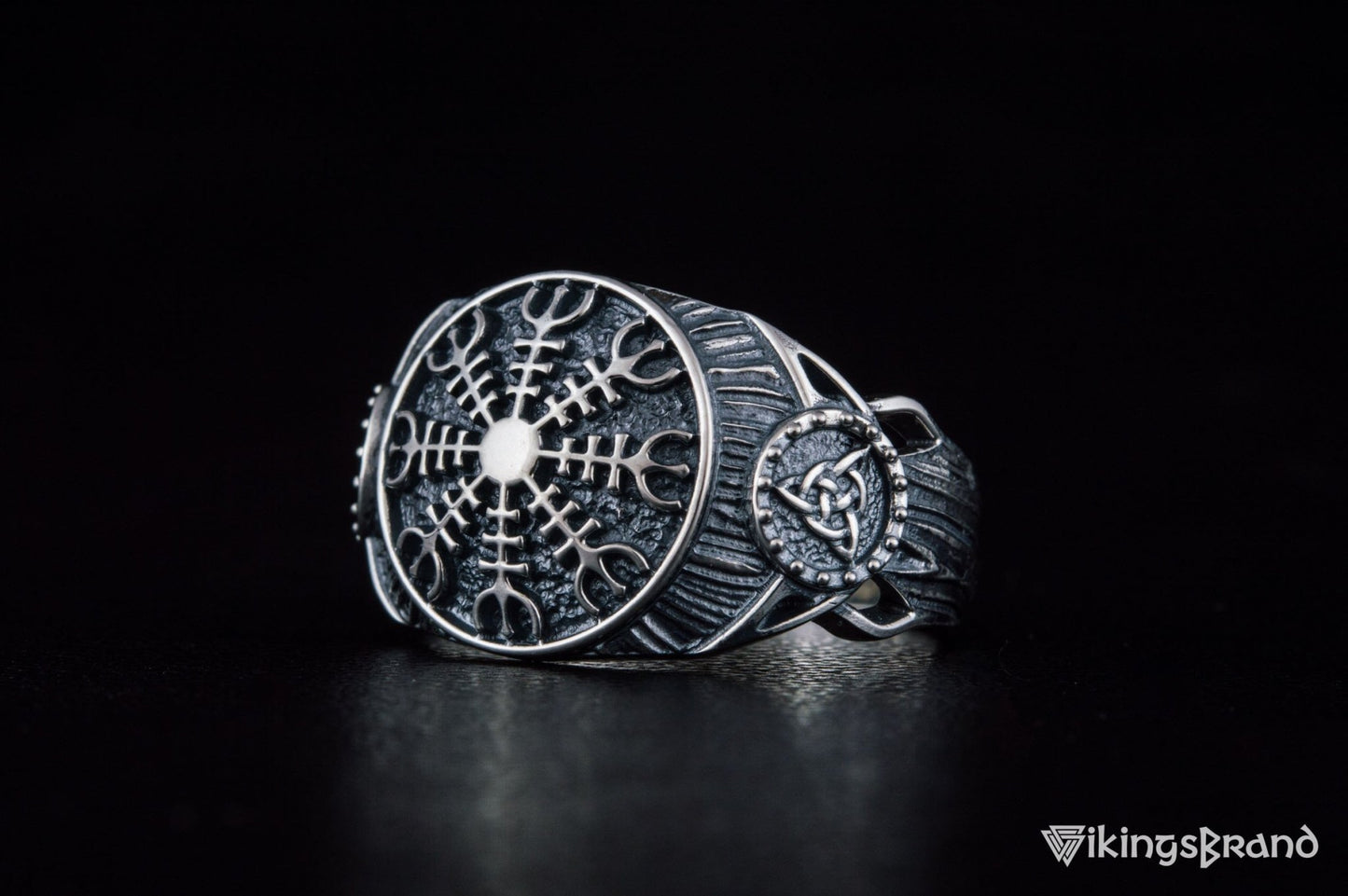 Vikings Helm of Awe Symbol Ring Sterling Silver Handmade Viking Jewelry