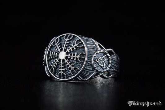Vikings Helm of Awe Symbol Ring Sterling Silver Handmade Viking Jewelry